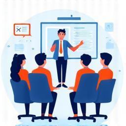 Icône formation, salle de formation avec intervenant